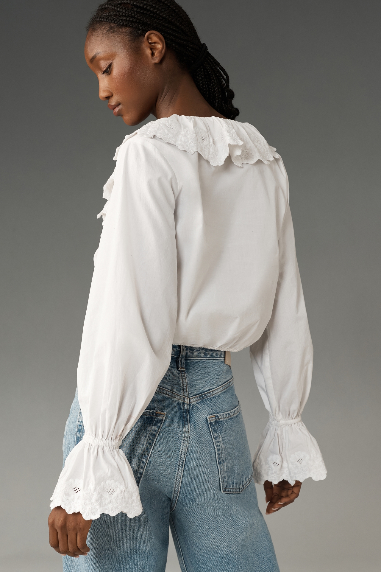 Maeve Cutwork Lace Collared Blouse