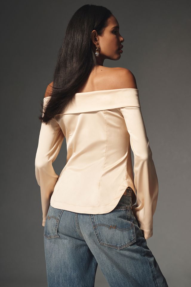 トップス maisoncelon off shoulder silky blouse off shoulder silky blouse – célon