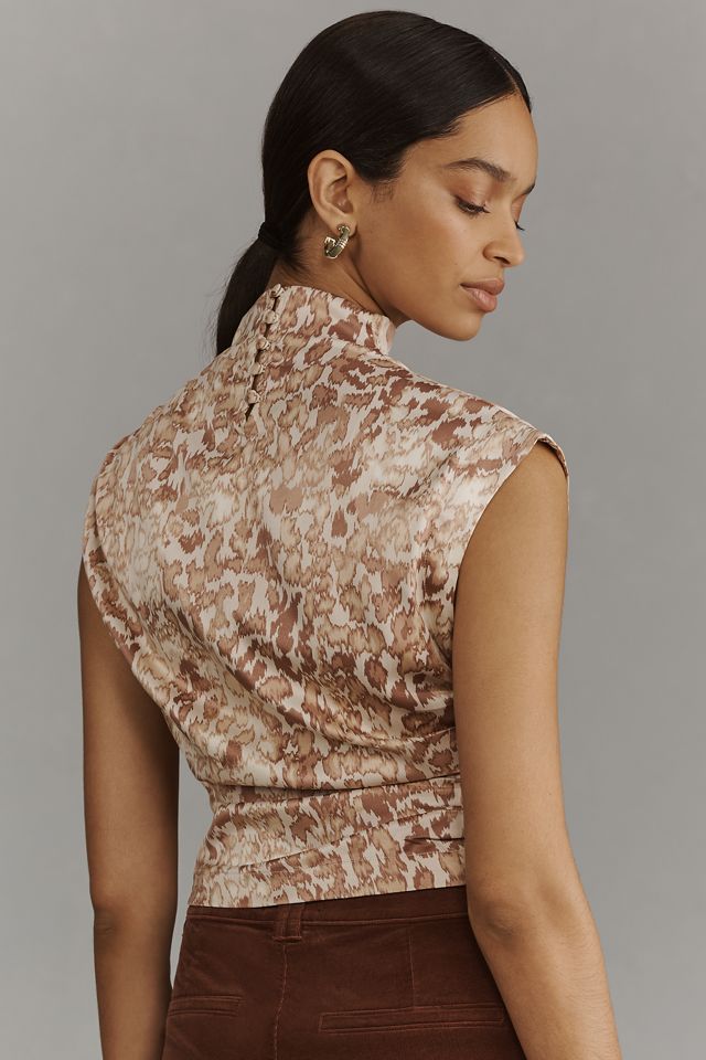 By Anthropologie Mock Neck Draped Blouse #1