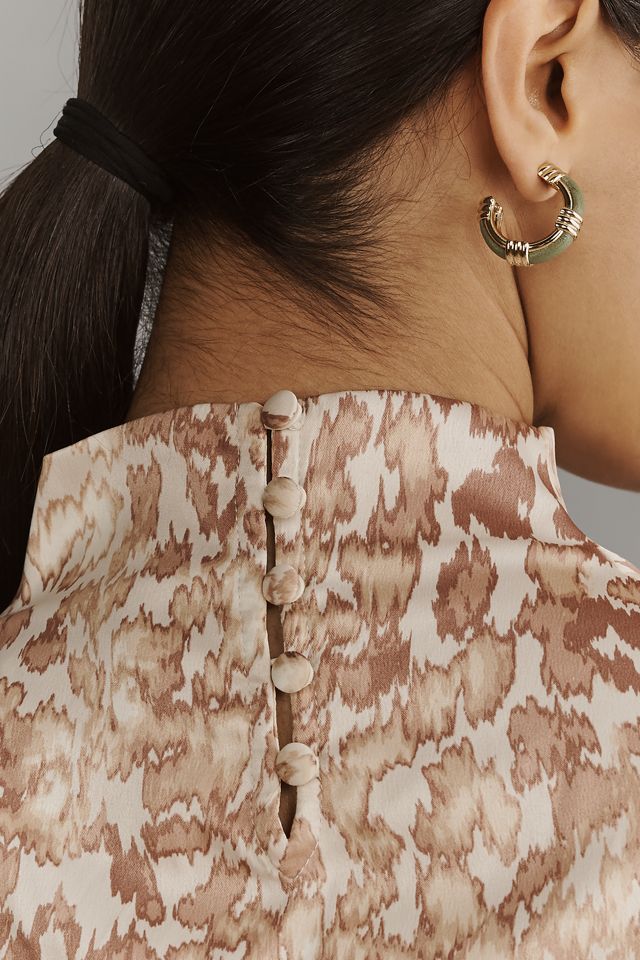 By Anthropologie Mock Neck Draped Blouse #3