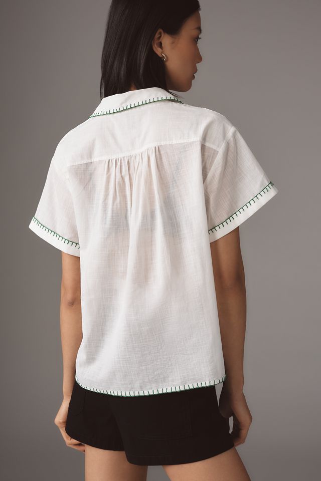 Maeve Short-Sleeve Whip-Stitch Buttondown Shirt #1