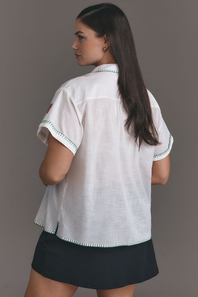 Maeve Short-Sleeve Whip-Stitch Buttondown Shirt | Anthropologie