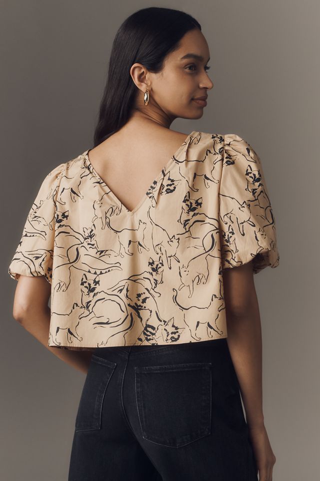 Maeve Puff-Sleeve Swing Blouse #2