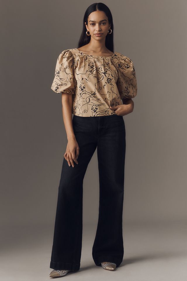 Maeve Puff-Sleeve Swing Blouse #3