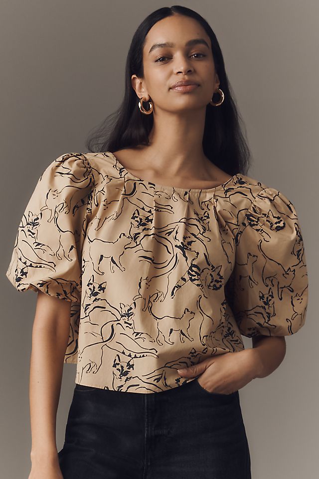 Animal Mesh Sleeve Swing Top Animal Mesh Sleeve Swing Top