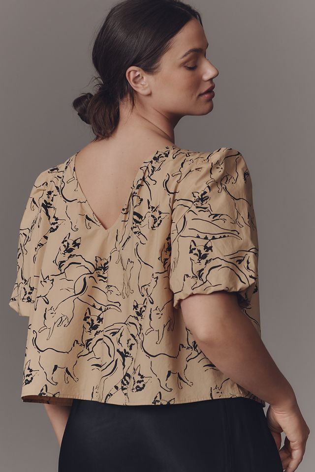 Maeve Puff-Sleeve Swing Blouse #5