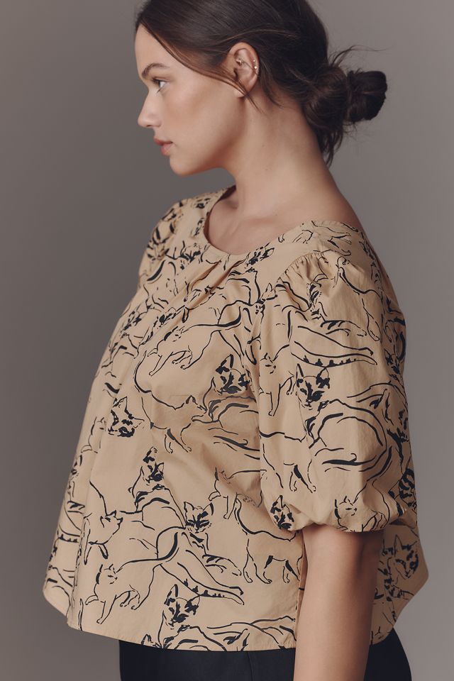 Maeve Puff-Sleeve Swing Blouse #7