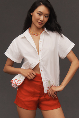 Maeve The Henrietta Buttondown Surf Shirt By : Cherry Edition In White