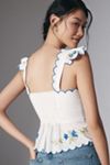 Maeve Ruffle-Strap Scallop Tea Towel Peplum Top