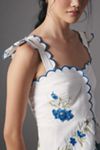 Maeve Ruffle-Strap Scallop Tea Towel Peplum Top
