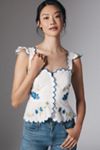 Maeve Ruffle-Strap Scallop Tea Towel Peplum Top