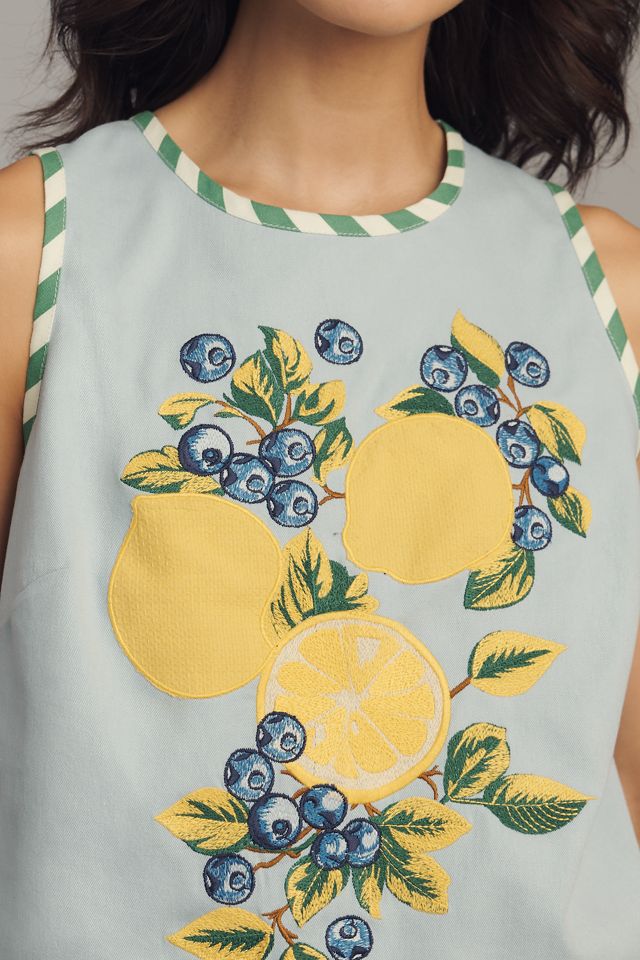 Maeve Fruit Embroidered Halter Top