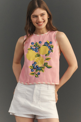 Embroidered Shell Tank Top