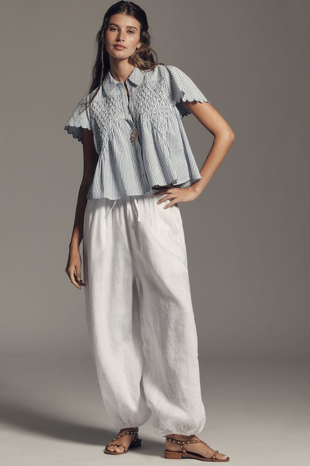 Maeve Cotton Scalloped Swing Top | Anthropologie