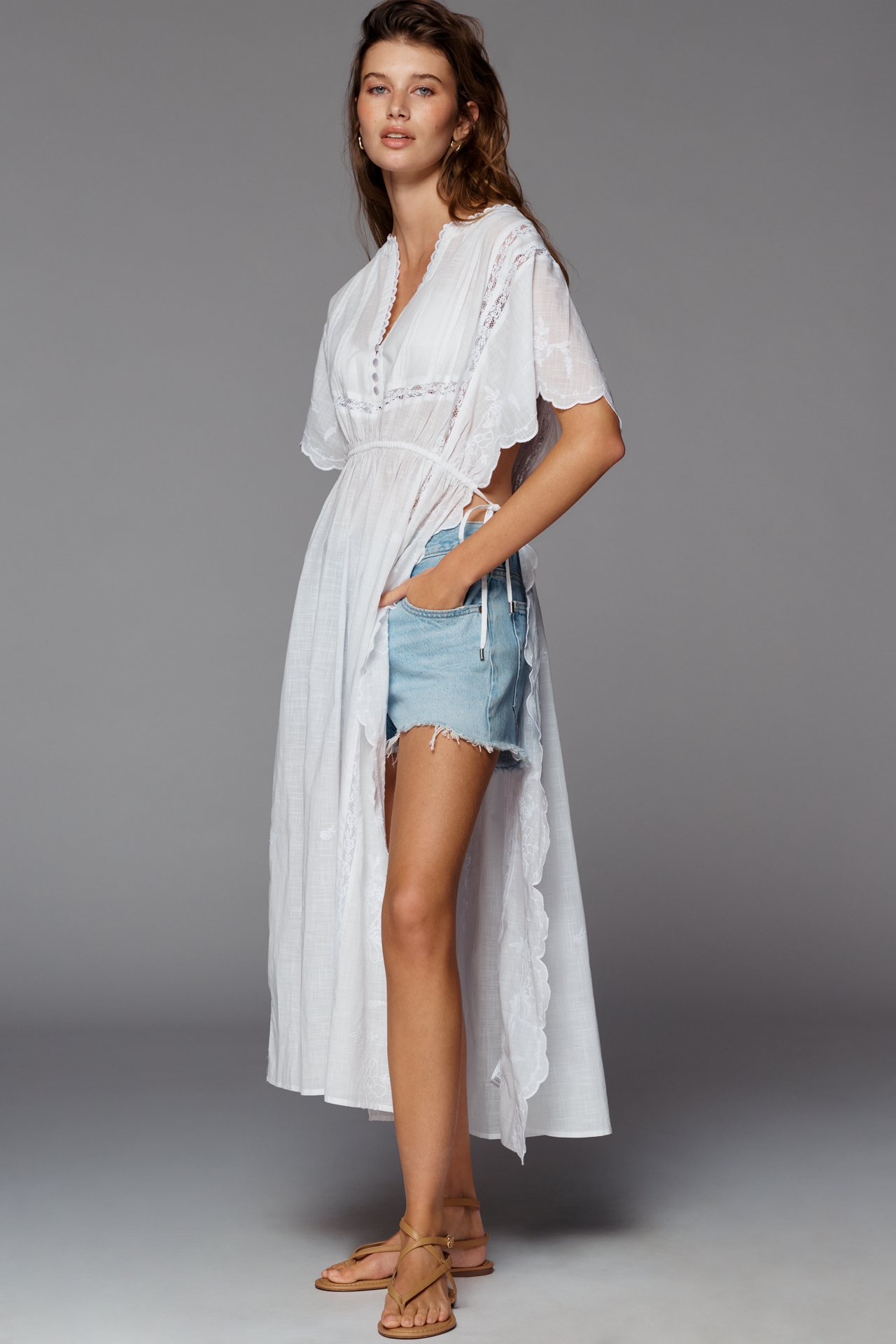 By Anthropologie 100% Cotton Lace Maxi Tunic