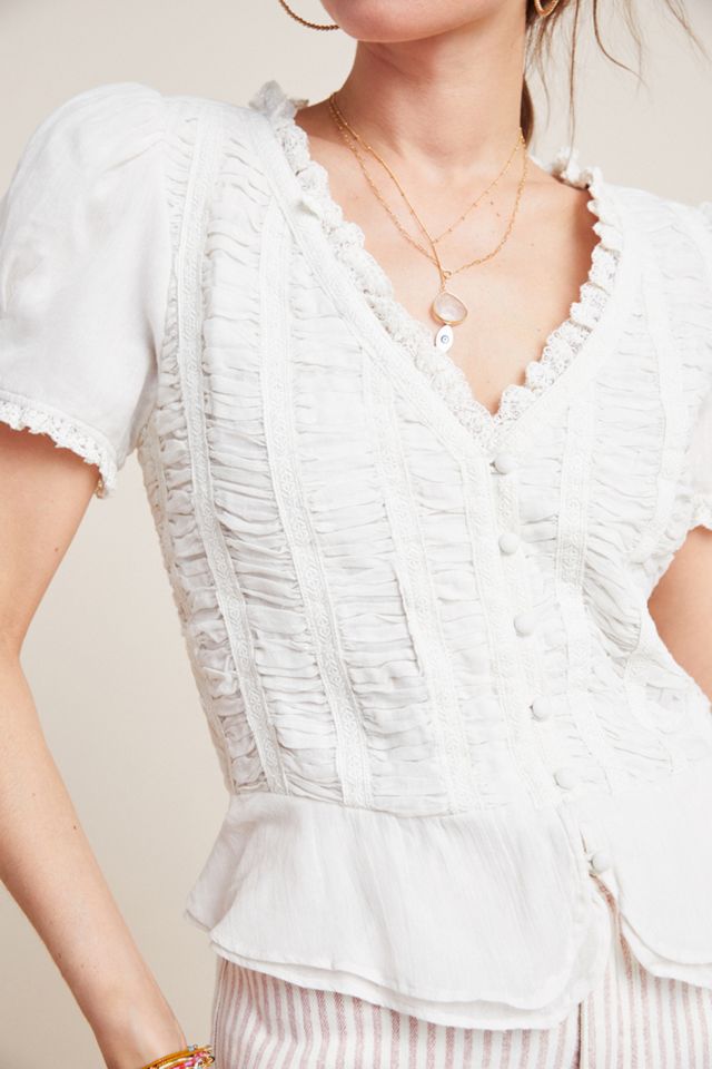 Smocked Gauze Blouse #1