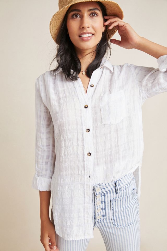 Textured Linen Buttondown | Anthropologie