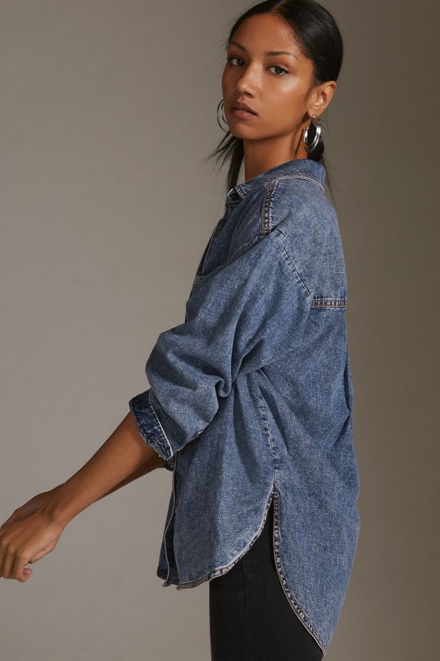 Long-Sleeve Denim Shirt #1