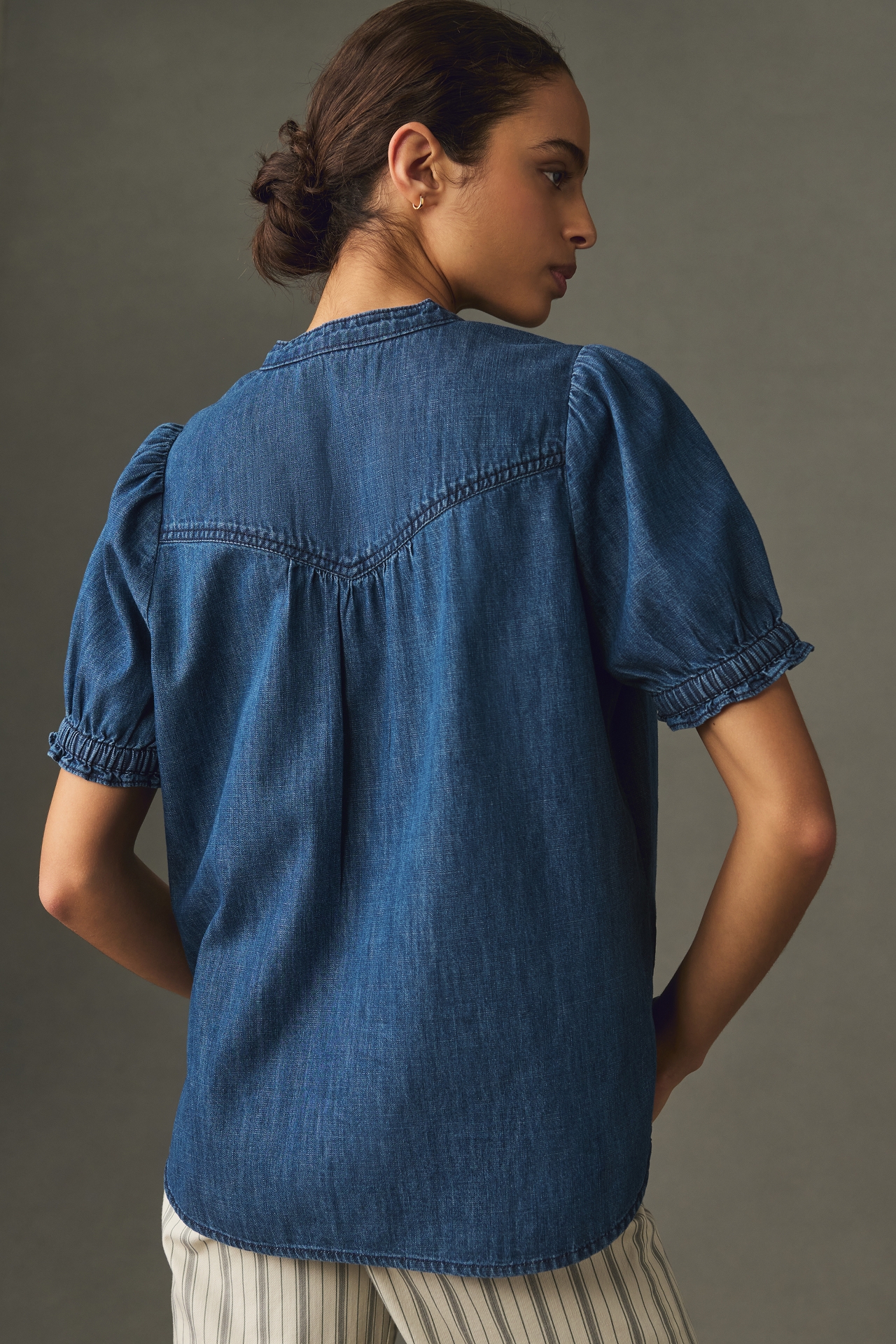 Aly Puff-Sleeve Blouse by Pilcro: Chambray Edition