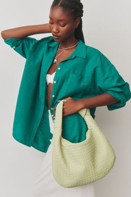 Shop Maeve The Bennet Buttondown Shirt By : Linen Edition In Green