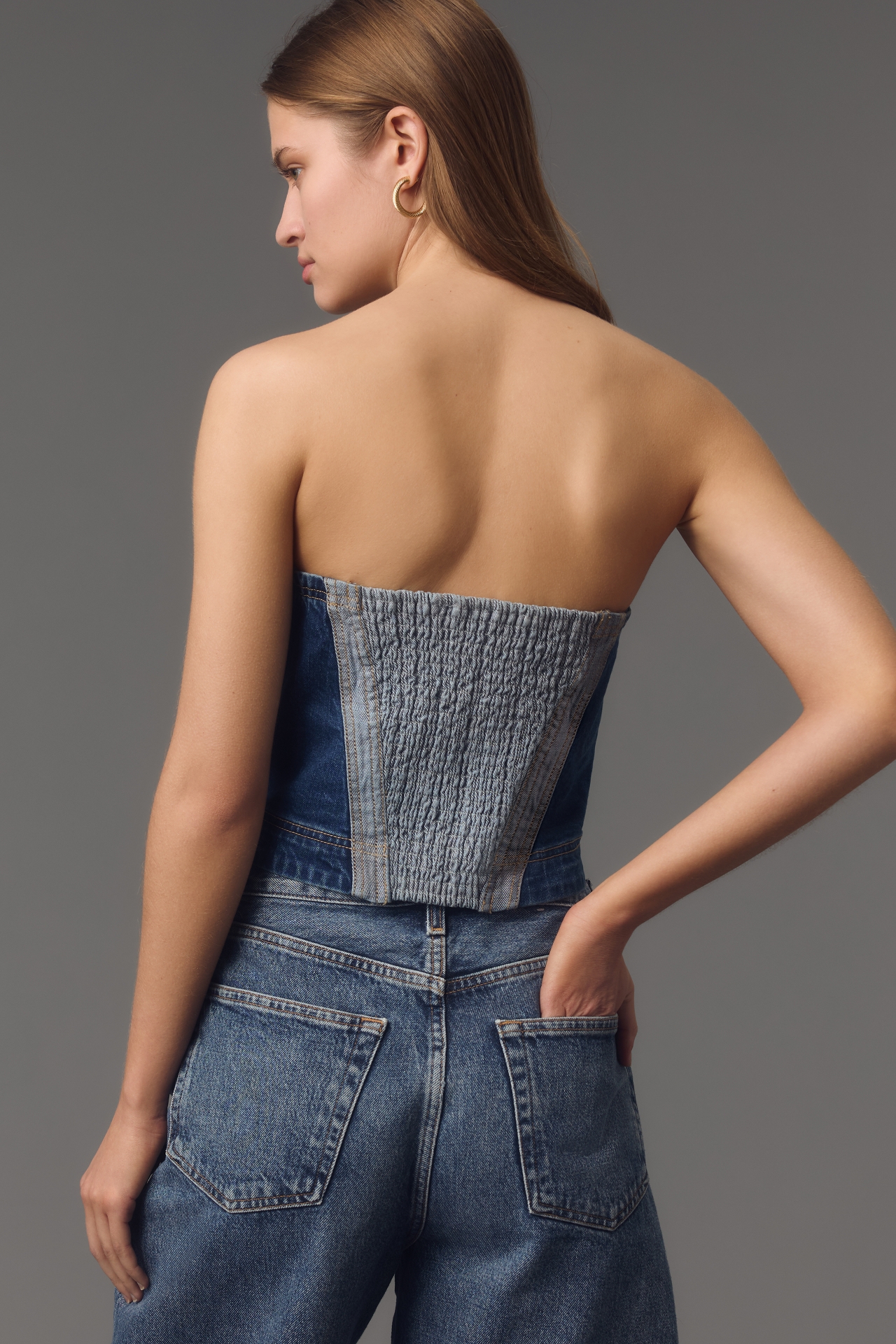 Pilcro Strapless Denim Corset