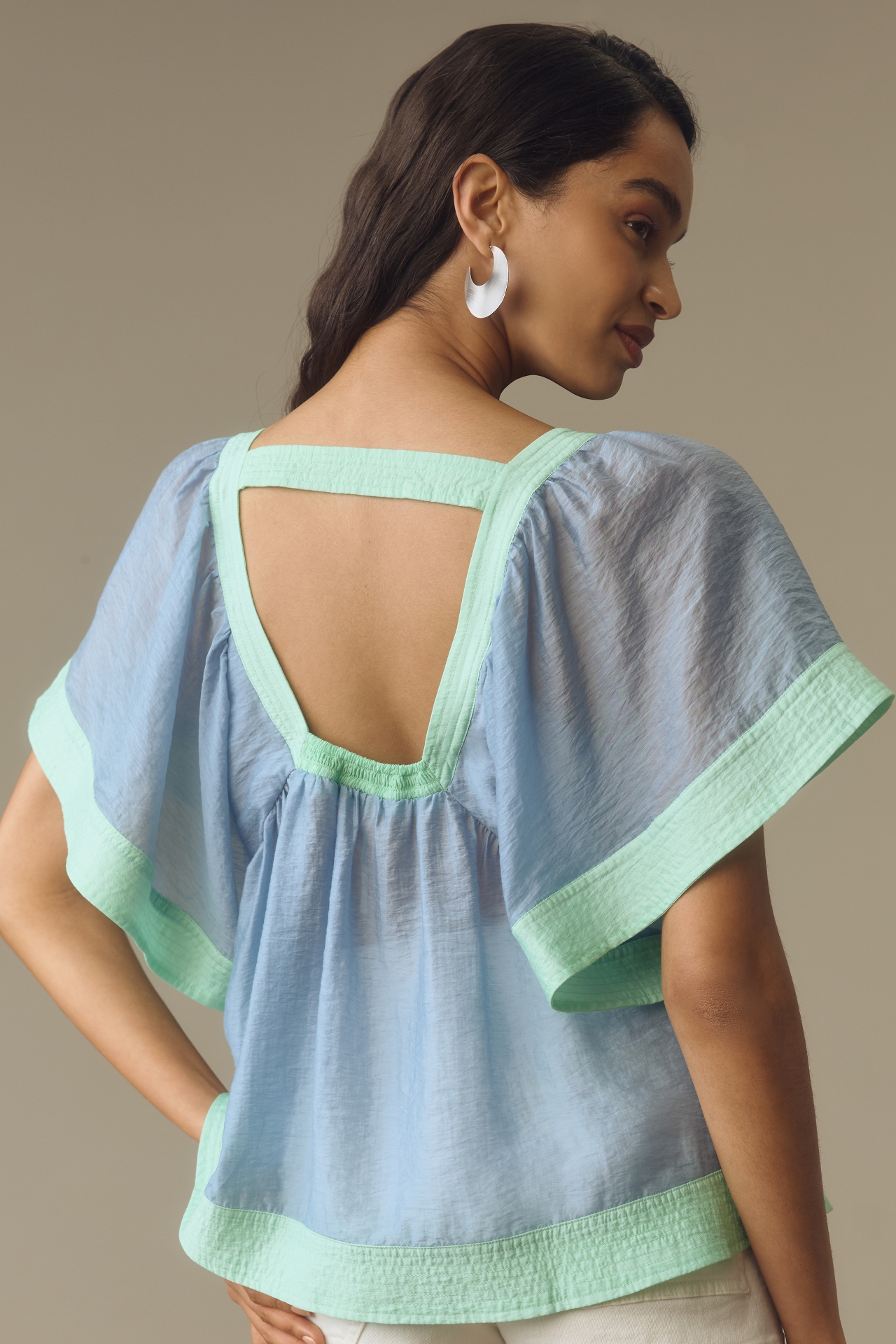 By Anthropologie Colorblock Babydoll Top