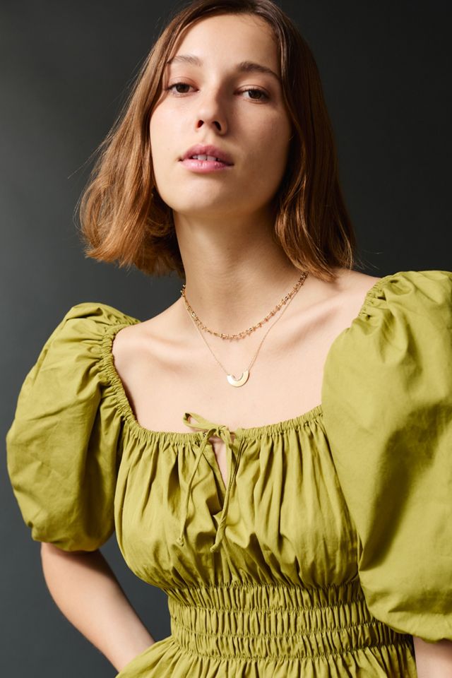 Faithfull Olive Puff-Sleeved Blouse #2