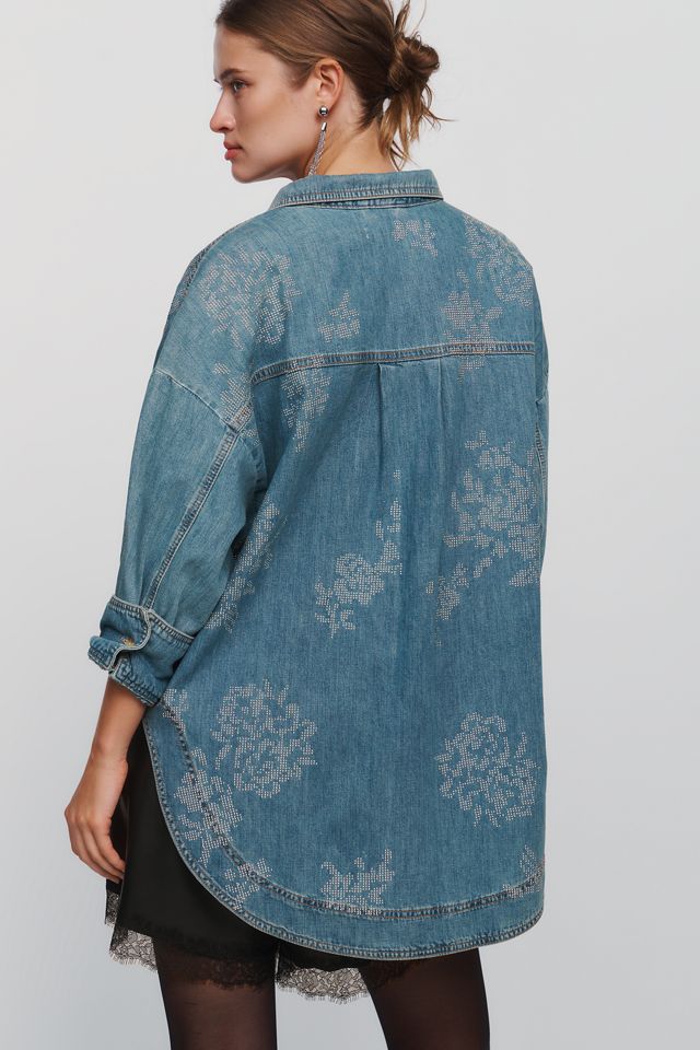 Pilcro Denim Floral Buttondown Shirt #1