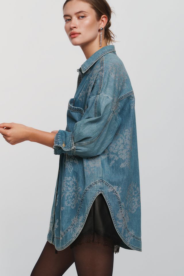 Pilcro Denim Floral Buttondown Shirt #2