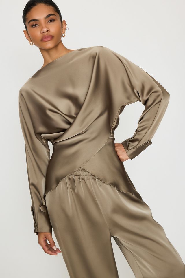 Odd Muse Satin Boat-Neck Wrap Top #1
