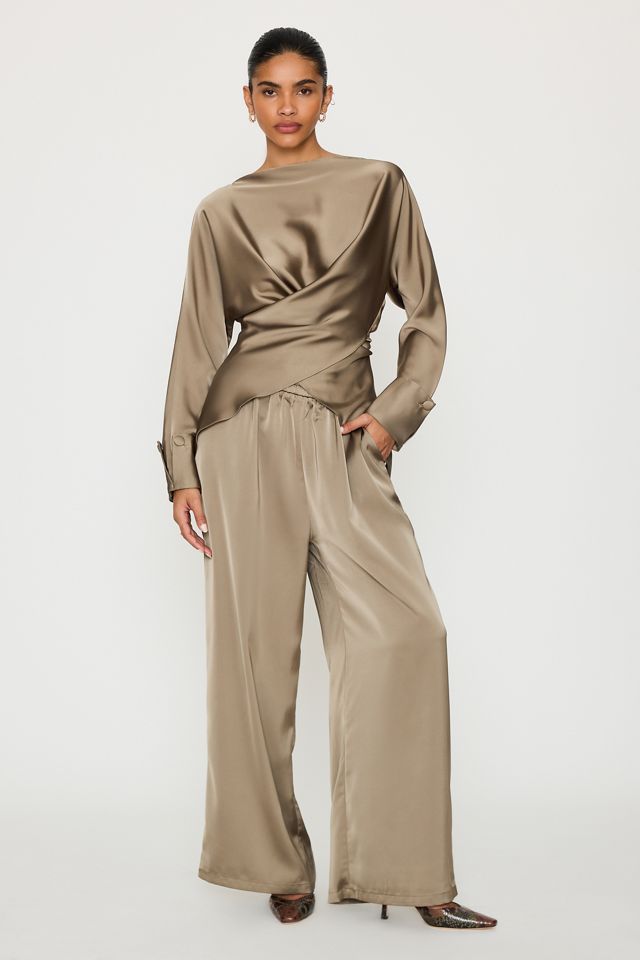 Odd Muse Satin Boat-Neck Wrap Top #2