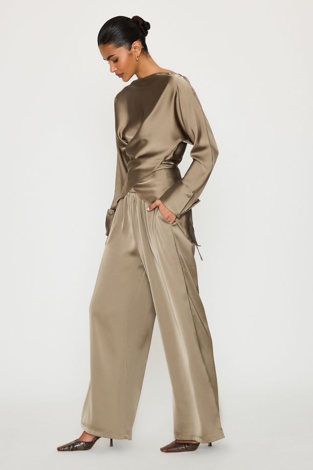 Odd Muse Satin Boat-Neck Wrap Top #3