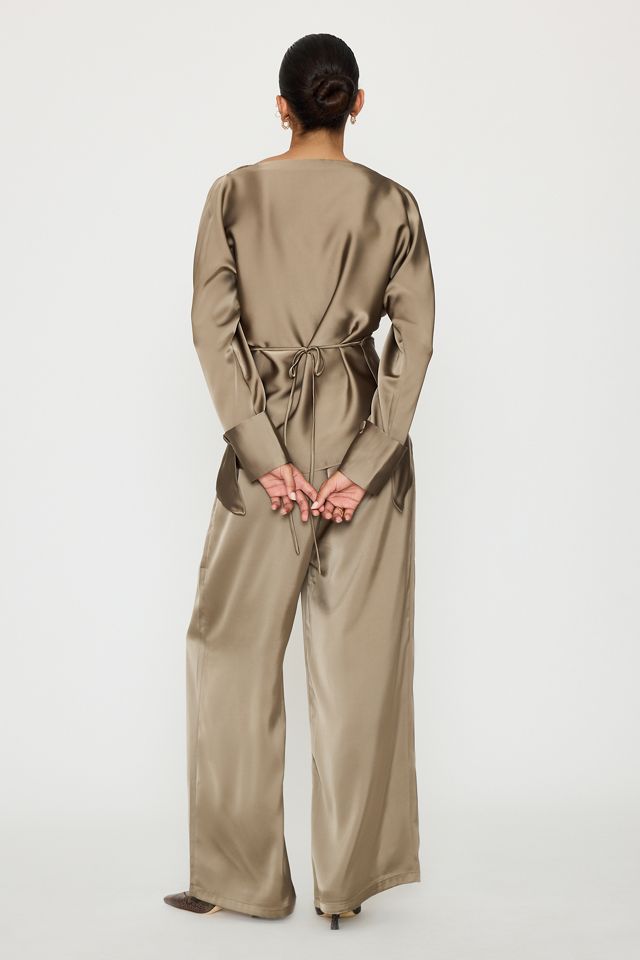 Odd Muse Satin Boat-Neck Wrap Top #4