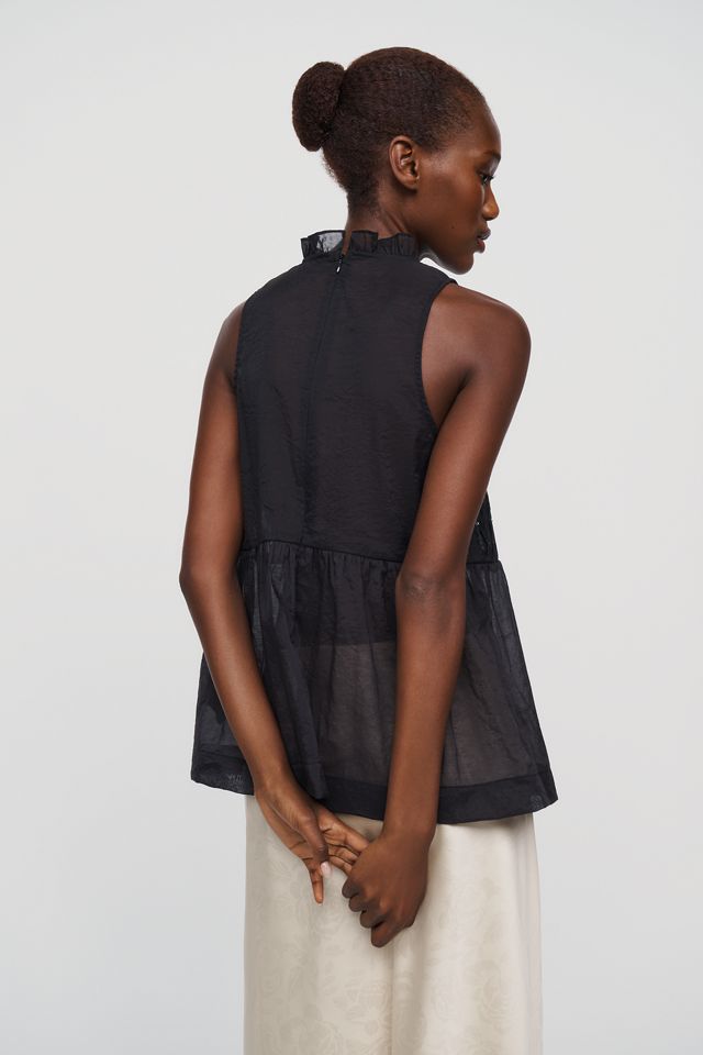 a.ren Kiele Cotton Blend Halter Peplum Blouse #3