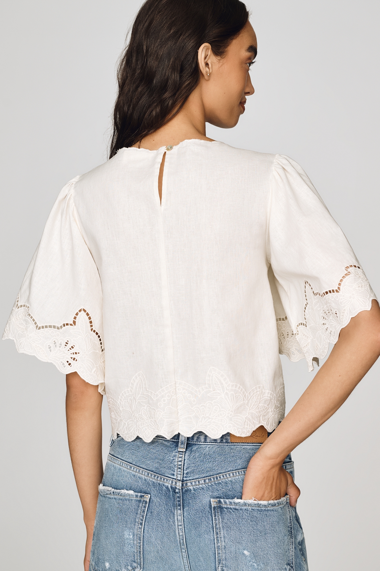 a.ren Cairo Linen Cotton Cutwork Top