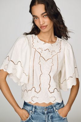 a.ren Cairo Linen Cotton Cutwork Top
