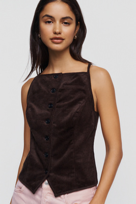 By Anthropologie Cotton Blend Button Front Vest by Anthropologie