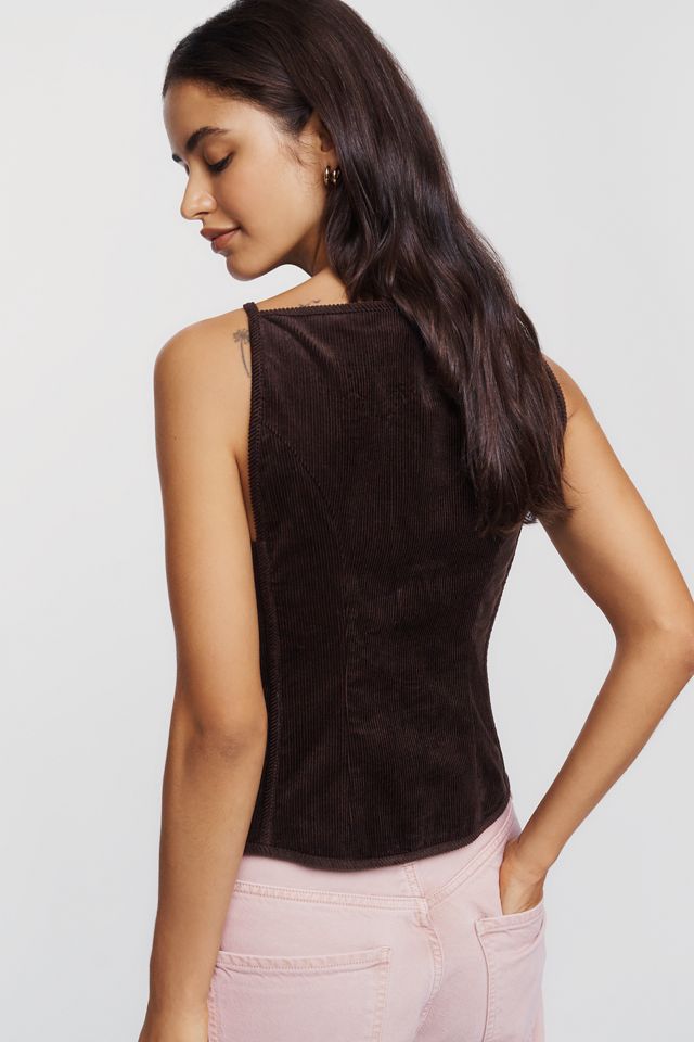 By Anthropologie Cotton Blend Button Front Vest #1