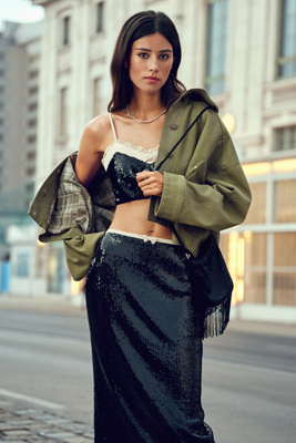 Elevator Disco Sweetheart Cropped Blouse by Anthropologie