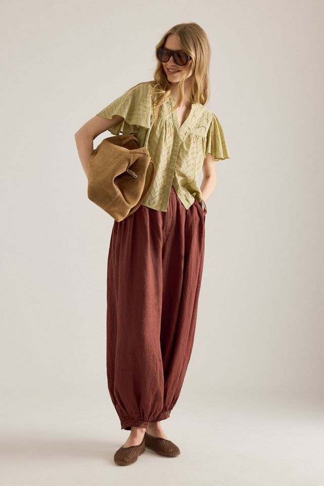 Blusa con Mangas de Aleteo de Bordado Inglés By Anthropologie #3