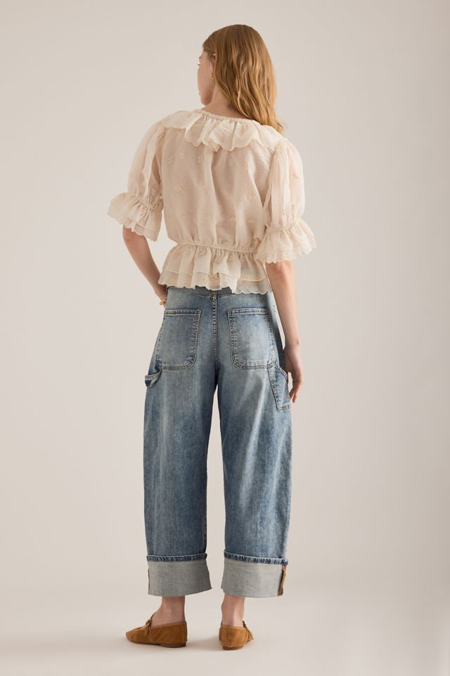 By Anthropologie Ruffle Puff-Sleeve Tie-Front Blouse #5