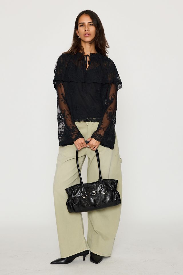 Chemisier en dentelle à manches longues style cape By Anthropologie #1