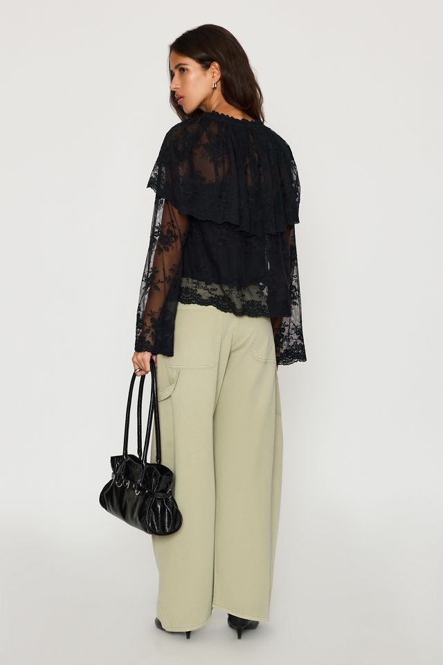 Chemisier en dentelle à manches longues style cape By Anthropologie #4