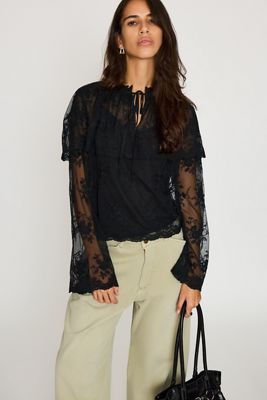 By Anthropologie Long-Sleeve Cape Lace Blouse