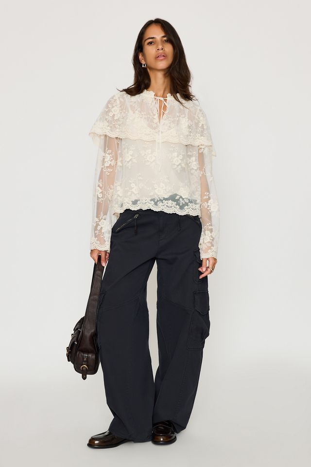 Blusa de Encaje con Capa de Manga Larga By Anthropologie #1
