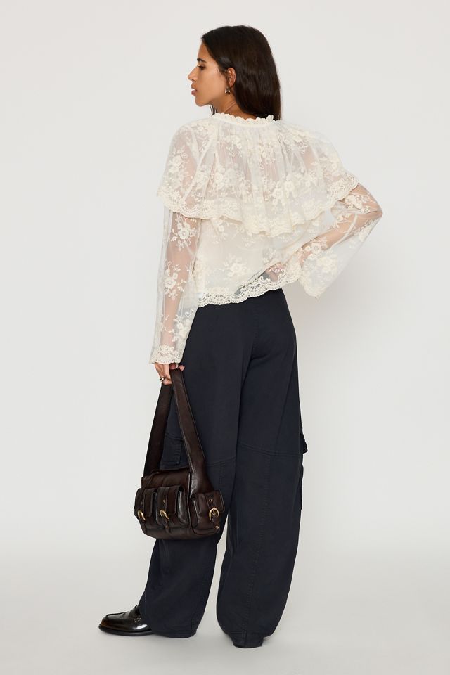 Blusa de Encaje con Capa de Manga Larga By Anthropologie #5