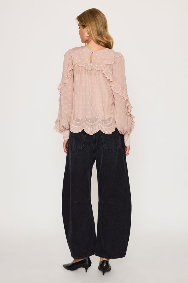 Blusa con Pechera Bordada y Volantes By Anthropologie #4