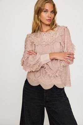 Camicetta con Pettorina Ricamata e Volant By Anthropologie