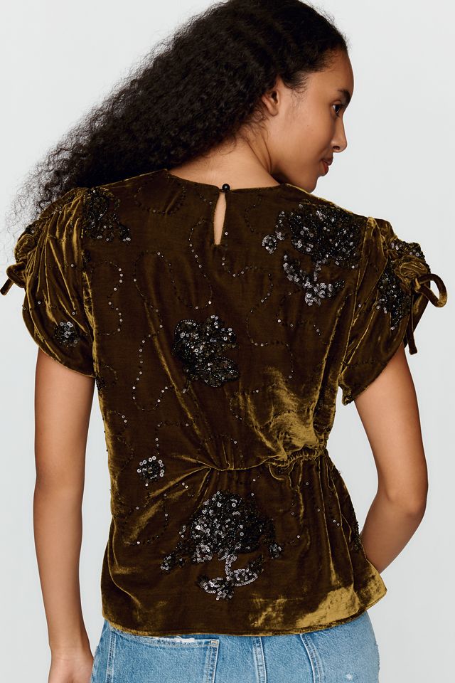 SAMDI Bette Velvet Beaded Top #1