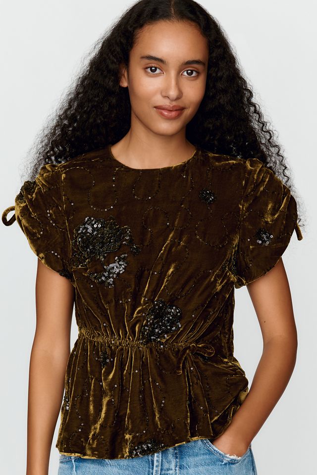 SAMDI Bette Velvet Beaded Top #3